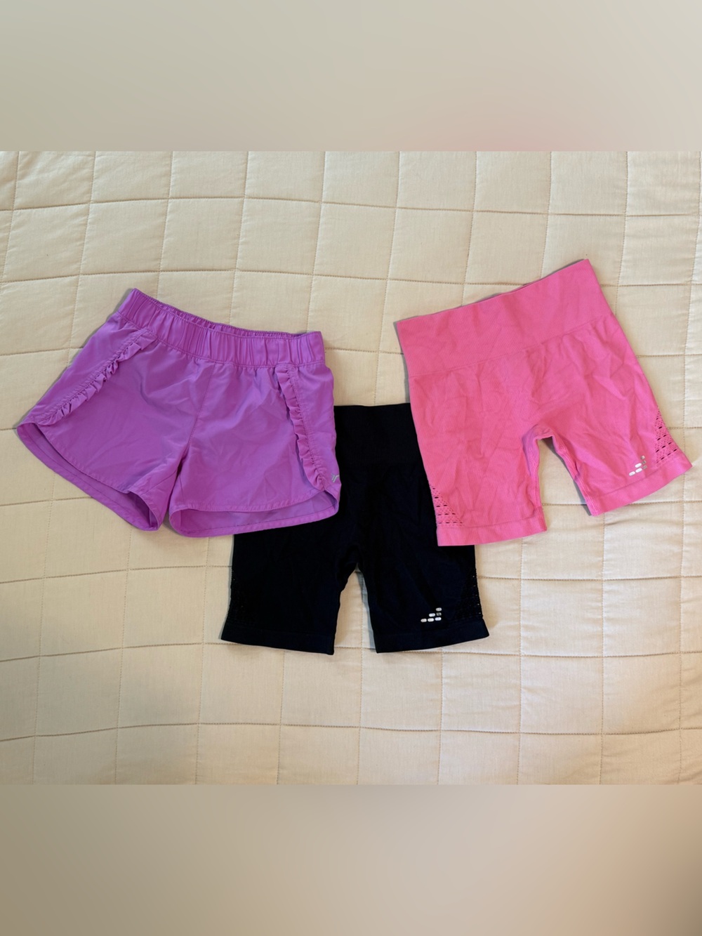 Kids Active Shorts - Pink, Purple & Black Multipack